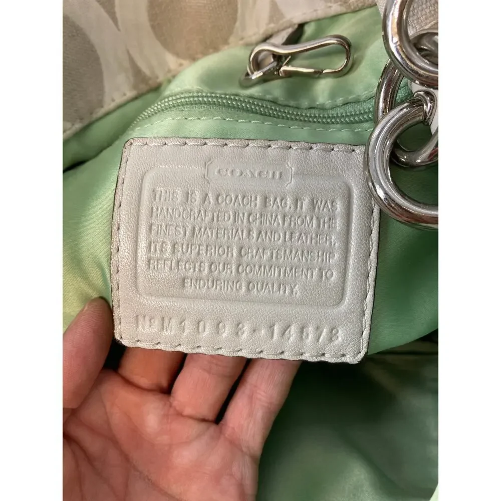 COACH 14578 LARGE IVORY, TAN SIGNATURE PRINT SHOULDER BAG